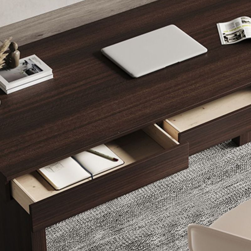 3 tiroirs d'écriture de bureau de bureau de forme rectangulaire en marron