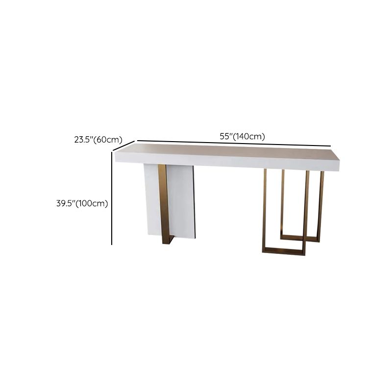 Mesa de barra de barra de glamour rectángulo falso de mármol mesa de comedor con pedestal doble