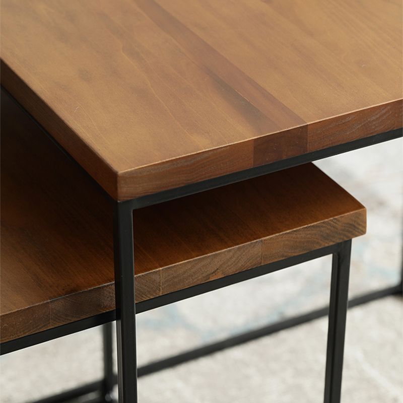 Industrial Cocktail Table Rectangle Solid Wood Coffee Cocktail Table