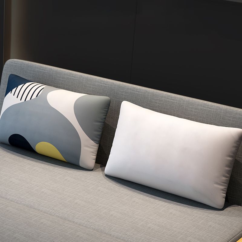 Sofá de lino de 1/2 asiento y madera 2 almohadas Sofá Cama con almacenamiento