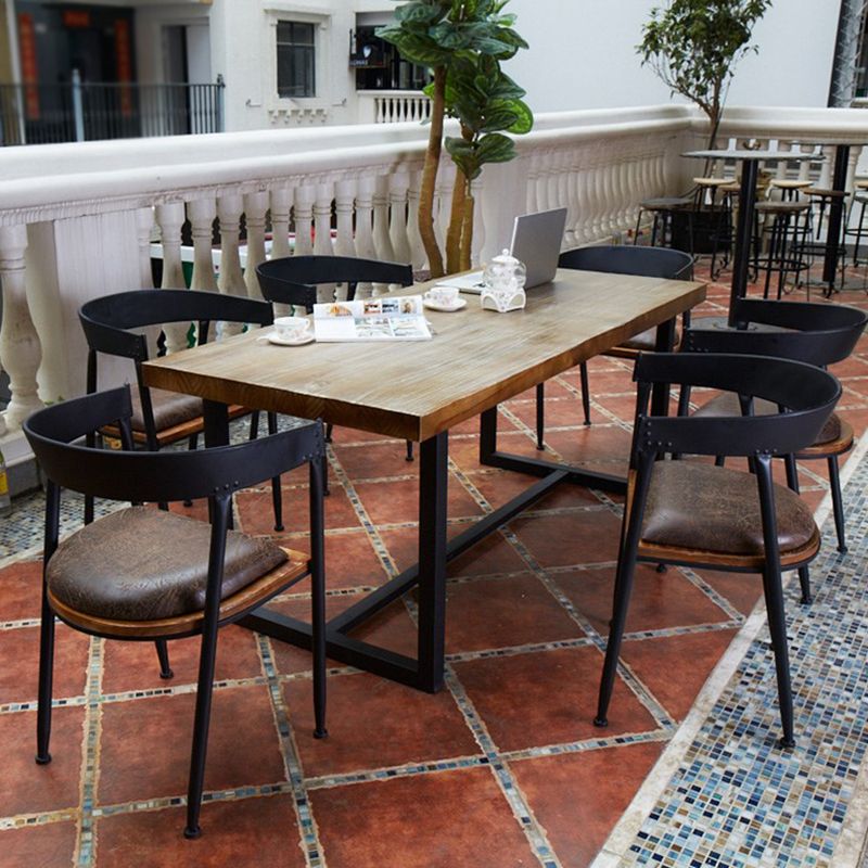 Industrial Dining Site Table Solid Wood Dining Room Furniture with Trestle Base Clearhalo ' dining_table' 'Dining Tables & Seating' 'Dining Tables' 'furn' 'furn_dining_table' 'Furniture' 'furniture_dining_table' 'Kitchen & Dining Furniture' 'kitchen&dining_furn' 'kitchen' 'kitchen_dining_table' 1200x1200_06a8bf88-b47a-4abf-b5eb-1020954d9165