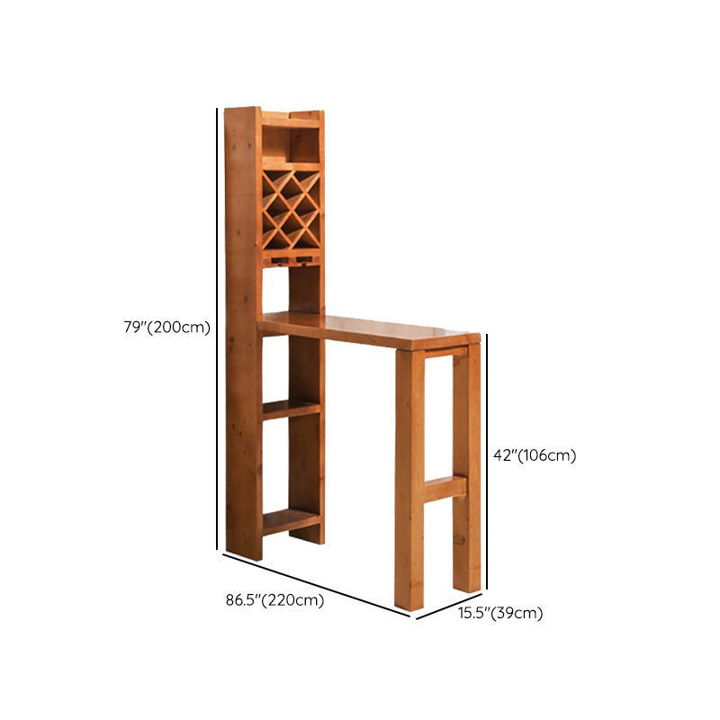 Bruine dennenhout bistro tafel met opslag moderne pubtafel voor thuis