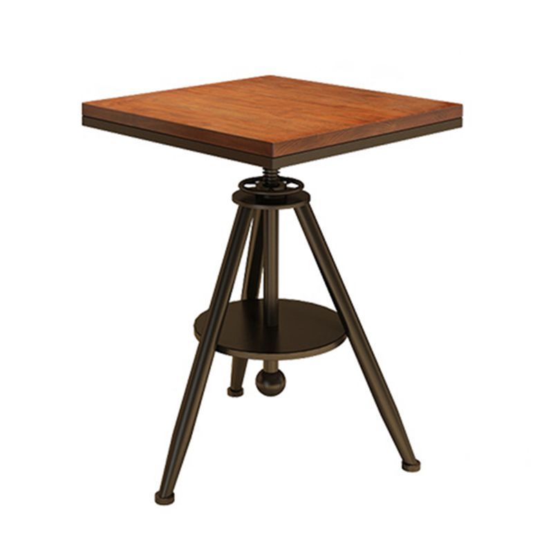 Solid Wood Industrial Dining Table Adjustable Square Table with Black Frame for Dinning Room Clearhalo ' dining_table' 'Dining Tables & Seating' 'Dining Tables' 'furn' 'furn_dining_table' 'Furniture' 'furniture_dining_table' 'Kitchen & Dining Furniture' 'kitchen&dining_furn' 'kitchen' 'kitchen_dining_table' 1200x1200_09bf52b5-d1b3-4a3b-94b9-07f86bcf82cf