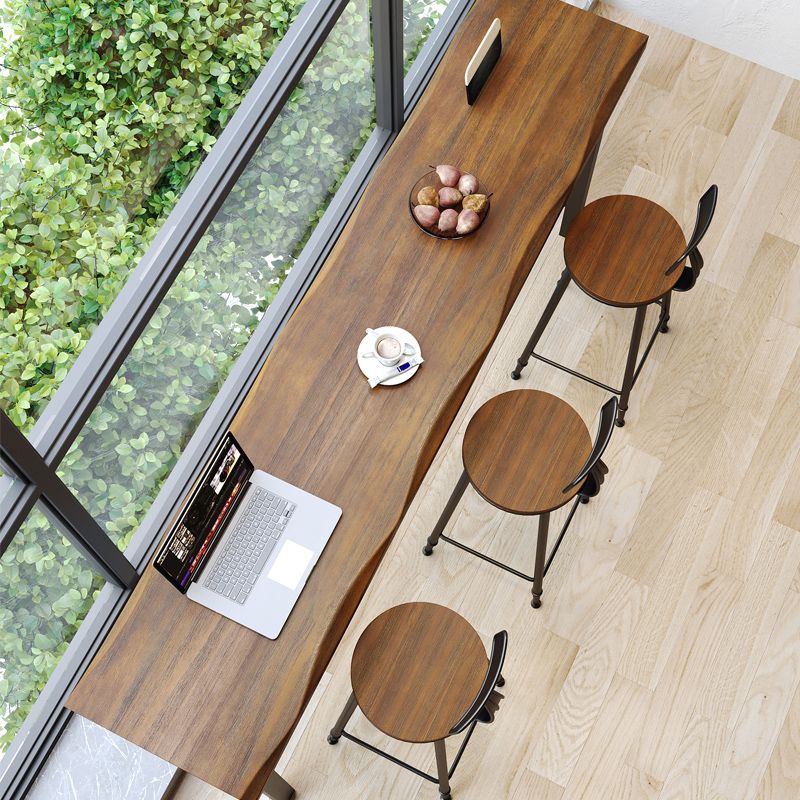 Wooden Bistro Bar Table Rectangle Metal Base Bar Table with Storage Clearhalo 'Bar Furniture' 'Bar Tables' 'bar_tables' 'furn' 'furn_bar_tables' 'Furniture' 'Kitchen & Dining Furniture' 1200x1200_0f530bac-2407-47d3-8848-bed9b0506986