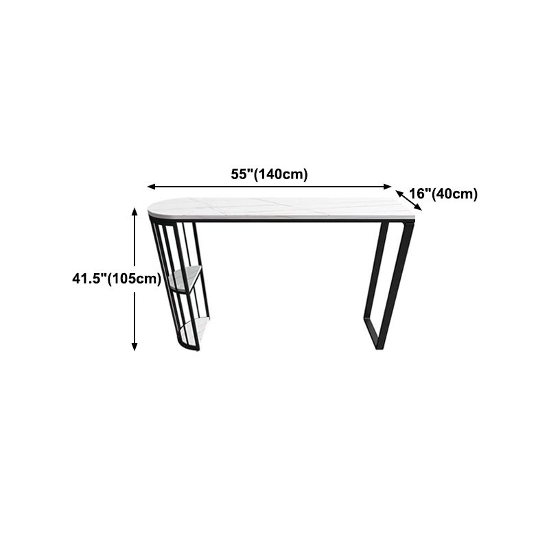 White Stone Industrial Indoor Bar Dining Table Double Pedestal Bistro Table with Shelve Clearhalo 'Bar Furniture' 'Bar Tables' 'bar_tables' 'Furniture' 'furniture_bar_tables' 'Kitchen & Dining Furniture' 'kitchen&dining_furn' 'kitchen' 1200x1200_102c88b6-26f7-4e80-936b-04daa94fd913