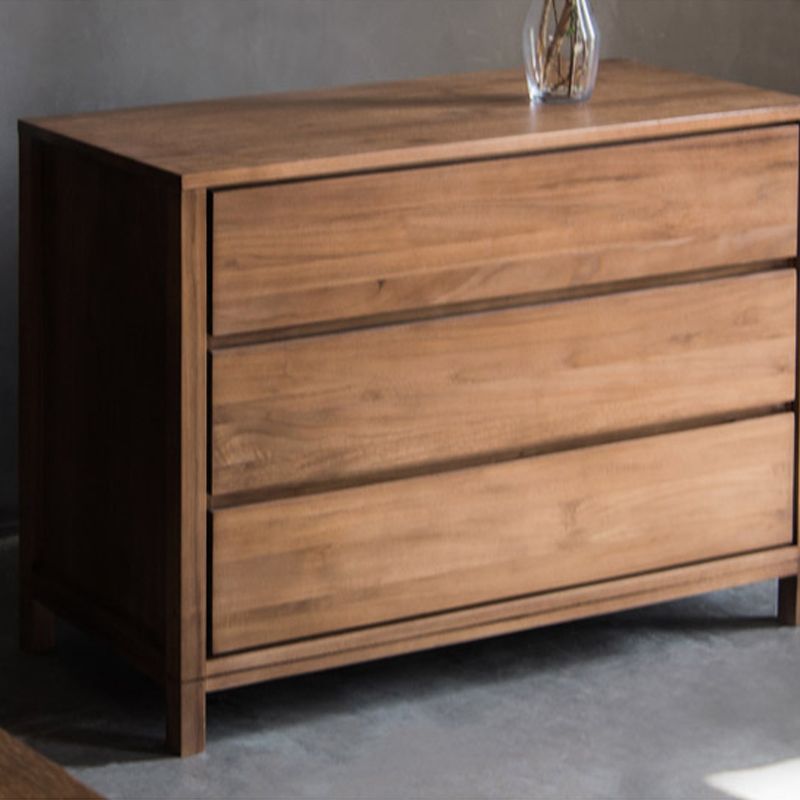 Table îlot de cuisine en bois massif massif brun contemporain avec 3 tiroirs