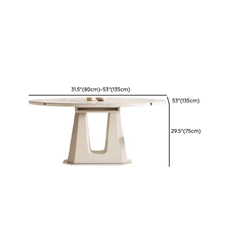 Table à manger en pierre extensible moderne blanche avec feuille à double goutte