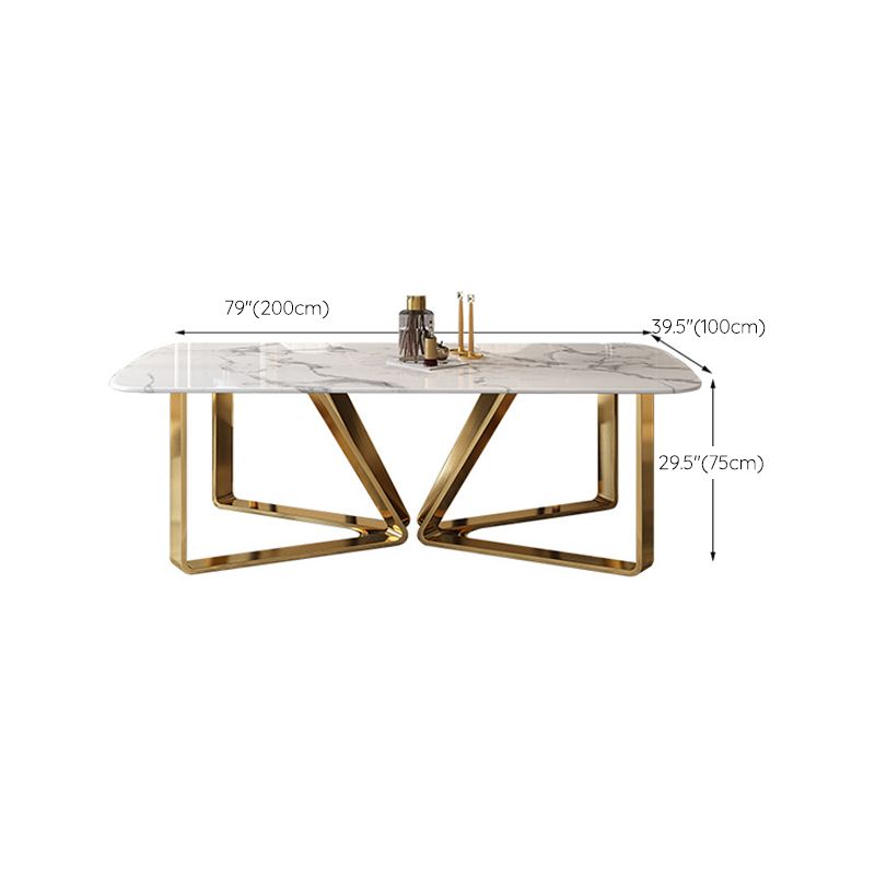 Traditional Luxury Metal Base Table Rectangle Dinner Table for Home Clearhalo 'Dining Tables & Seating' 'Dining Tables' 'dining_table' 'furn' 'furn_dining_table' 'Furniture' 'Kitchen & Dining Furniture' 1200x1200_10d16e5c-3784-4184-a7f1-a06d03e97397
