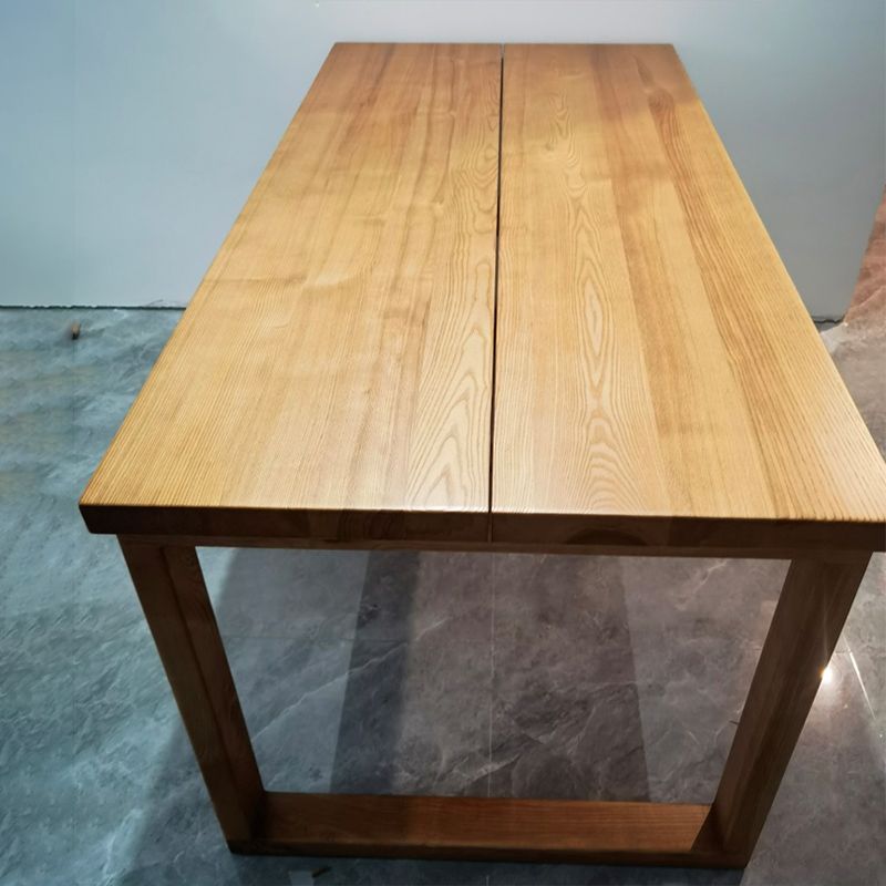 Table à manger en bois massif, Table de dîner de forme rectangulaire pour le salon