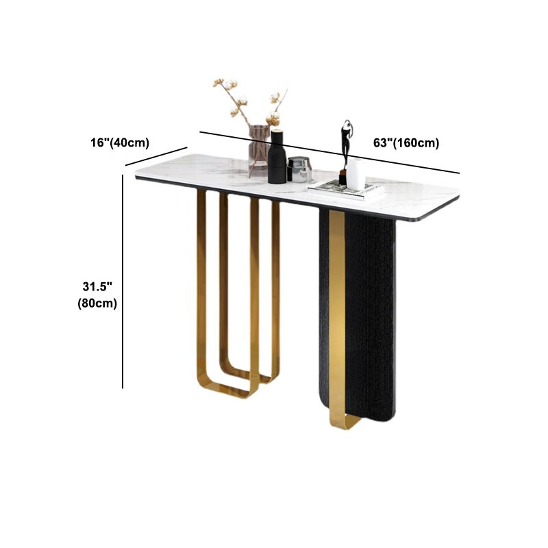White Marble Console Table Glam Rectangle Console Sofa Table with Legs Clearhalo 'Console Tables' 'console_tables' 'Entry & Mudroom Furniture' 'furn' 'furn_console_tables' 'Furniture' 1200x1200_13627964-27b1-4084-a7dc-4a0bfa087e3e