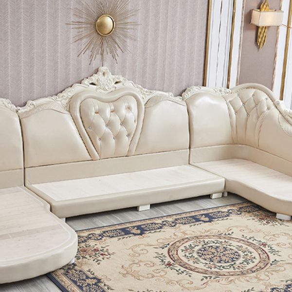 78" Wide French Country Sectional Sofa Leather Sleeper Sectional ...