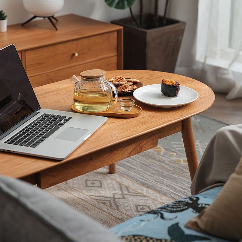 Contemporary Wooden Coffee Table Elliptical 4 Legs Cocktail Table Clearhalo 'Coffee & Accent Tables' 'Coffee Tables' 'coffee_tables' 'furn' 'furn_coffee_tables' 'Furniture' 'Living Room Furniture' 1200x1200_19431330-b1a8-4c0c-b59d-622eb316ac48