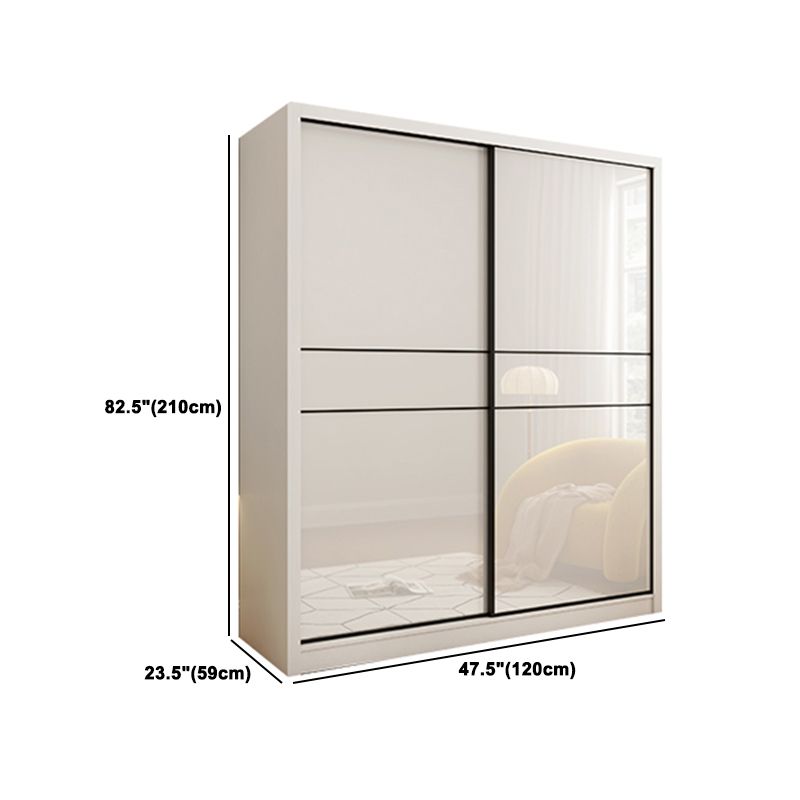 White Mirrored Finish Wardrobe Cabinet Modern Engineered Wood Wardrobe Clearhalo 'Armoires & Wardrobes' 'armoires_wardrobes' 'Bedroom Furniture' 'furn' 'furn_armoires_wardrobes' 'Furniture' 1200x1200_1d819425-be64-4f3d-8d0e-1260d8b99f0e