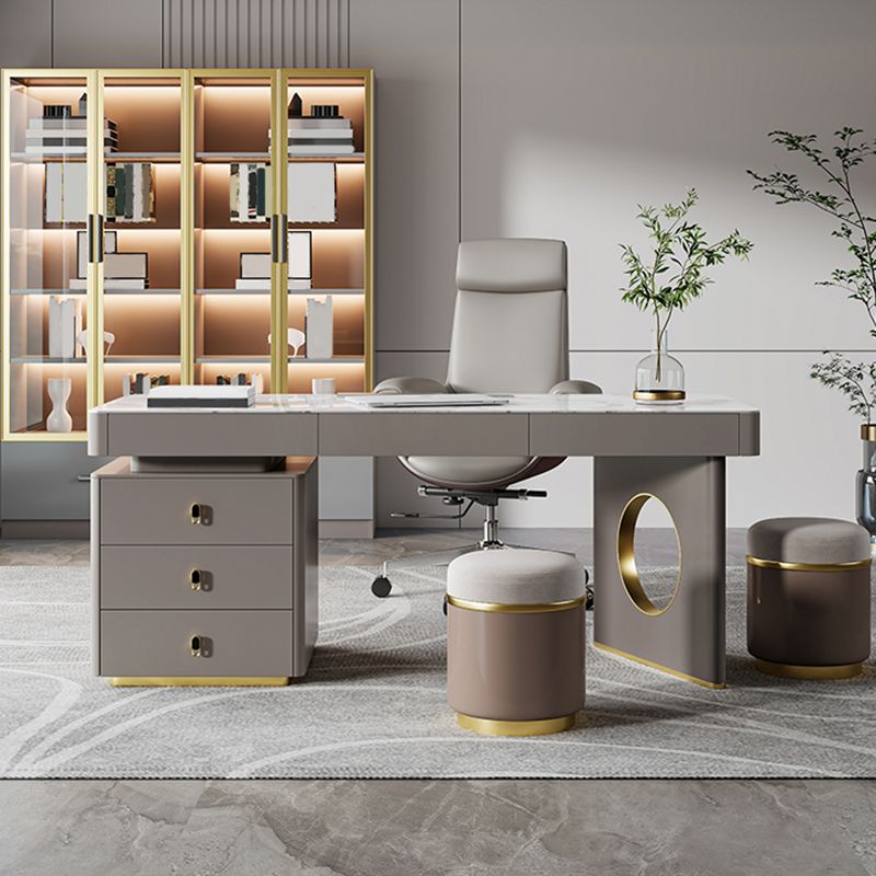 Modern Stone Office Desk Rectangular Shape Task Desk with 2-Legs in Grey Clearhalo 'furn' 'furn_office_desk' 'Furniture' 'Office Desks' 'Office Furniture' 'office_desk' 1200x1200_270624a4-fb89-4551-a1ac-dc0663fdb8e9