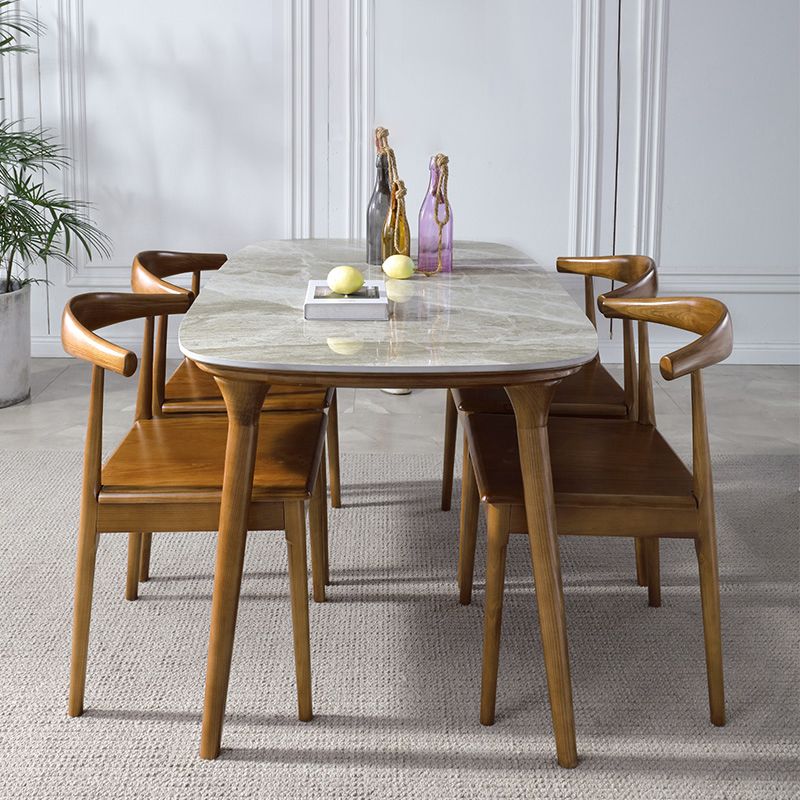 Mid-Century Modern Rectangle Table Sintered Stone Table with 4 Legs Wood Base Clearhalo ' dining_table' 'Dining Tables & Seating' 'Dining Tables' 'furn' 'furn_dining_table' 'Furniture' 'furniture_dining_table' 'Kitchen & Dining Furniture' 'kitchen&dining_furn' 'kitchen' 'kitchen_dining_table' 1200x1200_27b4cf11-8ff3-4559-8ba0-880de36c3860