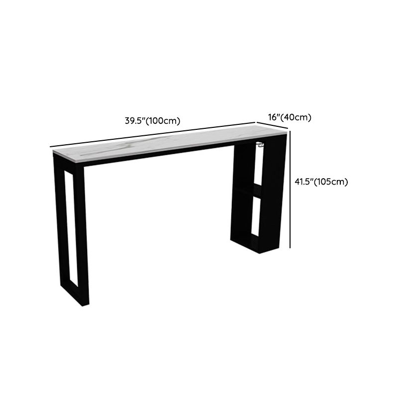 Moderner Stil Bistro Bar Tisch Rechteck Faux Marmor Bar Tisch mit Weinglashaltern