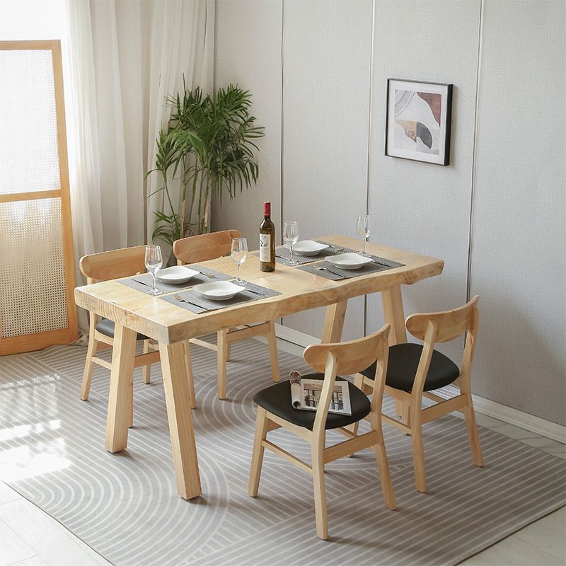 Contemporary Natural Standard Dining Set Solid Wood Kitchen Dining Set with 4 Legs Base Clearhalo 'Dining Room Sets' 'Dining Tables & Seating' 'dining_room_set' 'furn' 'furn_dining_room_set' 'Furniture' 'furniture_dining_room_set' 'Kitchen & Dining Furniture' 'kitchen&dining_furn' 'kitchen' 1200x1200_307f1714-b0f4-4967-94ba-2665ae469a6e