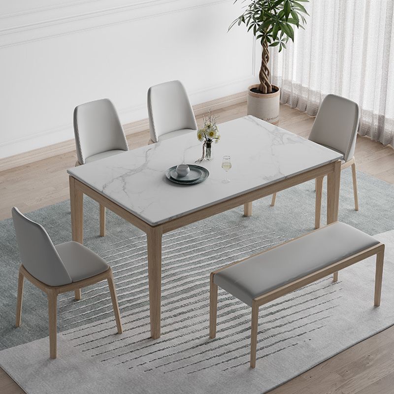 White Top Dining Table Modern Solid Wood Dining Table with 4 Wood Legs Clearhalo ' dining_table' 'Dining Tables & Seating' 'Dining Tables' 'furn' 'furn_dining_table' 'Furniture' 'furniture_dining_table' 'Kitchen & Dining Furniture' 'kitchen&dining_furn' 'kitchen' 'kitchen_dining_table' 1200x1200_30e08b2f-3abb-4714-8c78-dcd4596a5e41