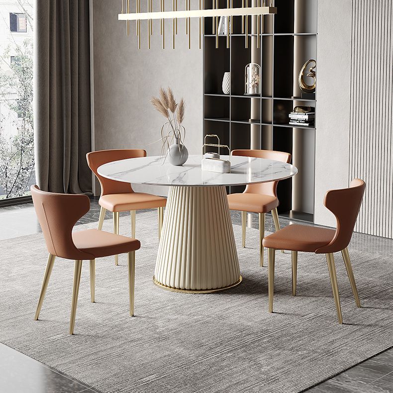 Metal Contemporary Round Dining Table Marble Top Table for Dining Room Clearhalo ' dining_table' 'Dining Tables & Seating' 'Dining Tables' 'furn' 'furn_dining_table' 'Furniture' 'furniture_dining_table' 'Kitchen & Dining Furniture' 'kitchen&dining_furn' 'kitchen' 'kitchen_dining_table' 1200x1200_31a5f007-898b-4e67-a447-de6af30b9c8b