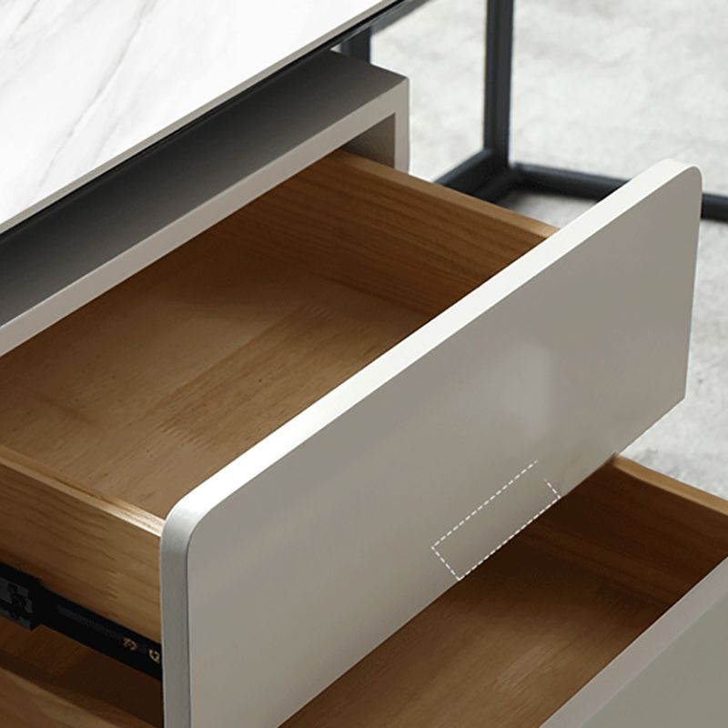 Escritorio de oficina blanco contemporáneo con patas de metal de trine de escritura de trineo