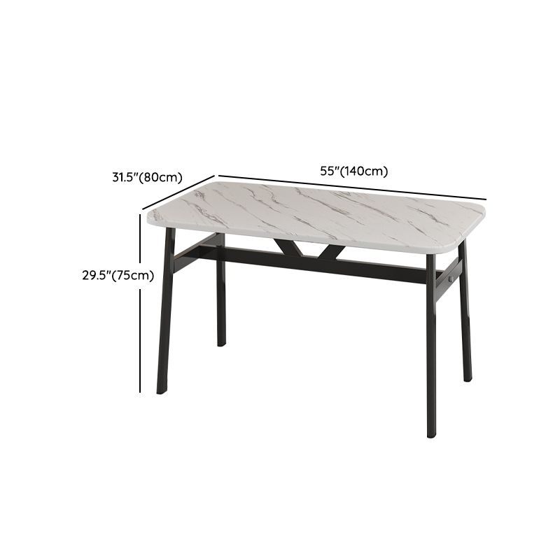 Contemporary White Rectangle Wooden Dining Table with 4 Foot