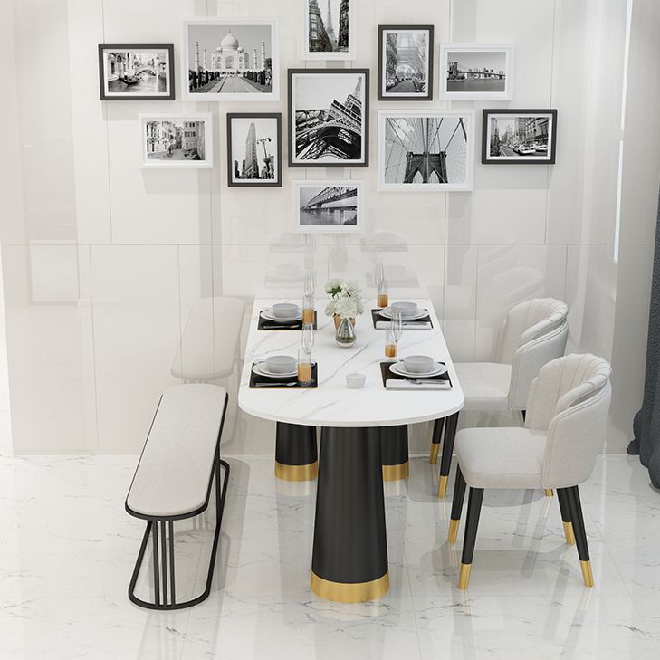 Metal Modern Free Form Dining Table Sintered Stone Top Table with 3 Legs Clearhalo ' dining_table' 'Dining Tables & Seating' 'Dining Tables' 'furn' 'furn_dining_table' 'Furniture' 'furniture_dining_table' 'Kitchen & Dining Furniture' 'kitchen&dining_furn' 'kitchen' 'kitchen_dining_table' 1200x1200_33568878-8dd3-4442-97ef-746169178897