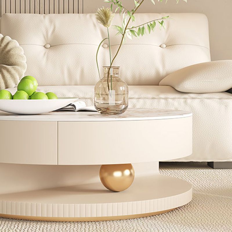 Table basse en ardoise rond table de cocktails de café abstrait avec tiroirs de rangement