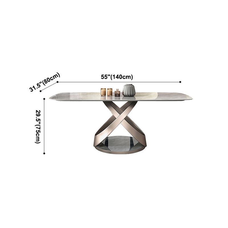 Luxury Sintered Stone Top Table Rectangle Grey Table with Gold Metal Pedestal Clearhalo ' dining_table' 'Dining Tables & Seating' 'Dining Tables' 'furn' 'furn_dining_table' 'Furniture' 'furniture_dining_table' 'Kitchen & Dining Furniture' 'kitchen&dining_furn' 'kitchen' 'kitchen_dining_table' 1200x1200_36ba9e24-469d-4c06-b5b1-195fc38a95ac