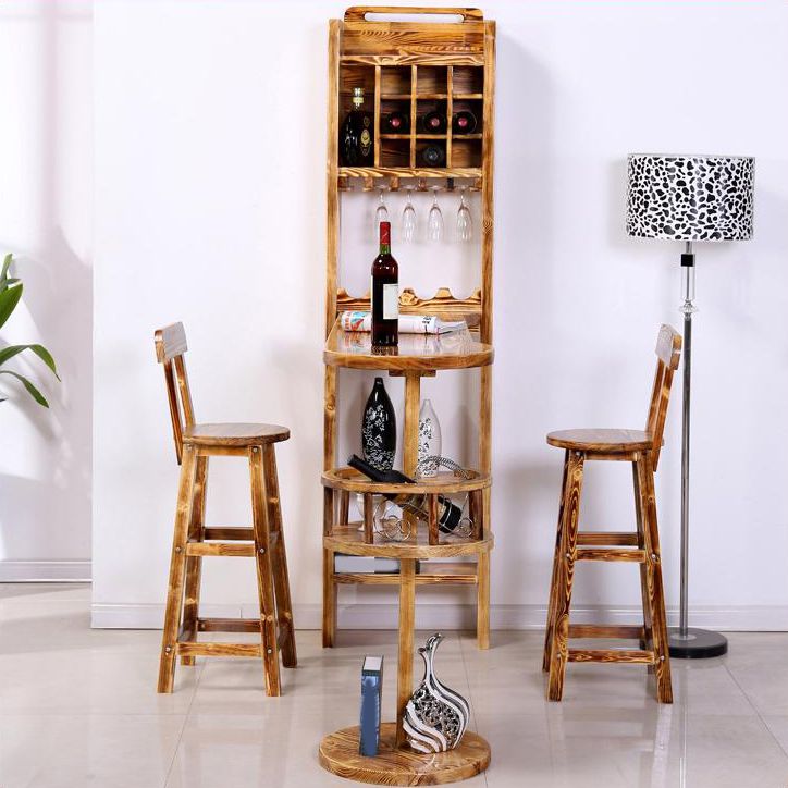 Antique Brown Pine Wood Bar Table Contemporary Pub Table with Wine Storage Clearhalo 'Bar Furniture' 'Bar Tables' 'bar_tables' 'furn' 'furn_bar_tables' 'Furniture' 'Kitchen & Dining Furniture' 1200x1200_399eb9d3-d6e7-423e-b1df-f67abfda8e65