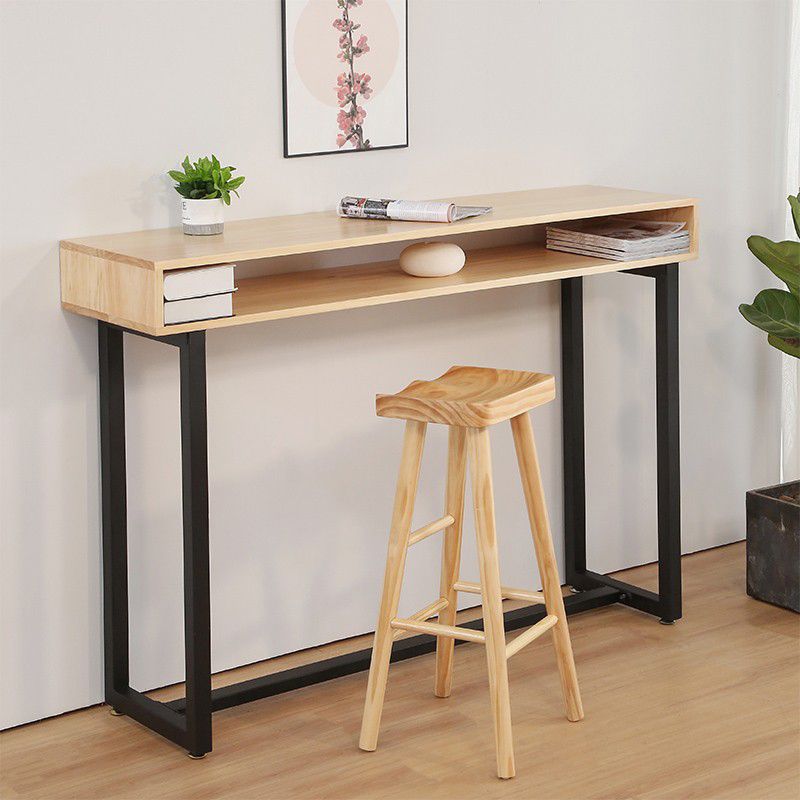 Eigentijdse massief houten top rechthoek bar eettafel voor woonkamer