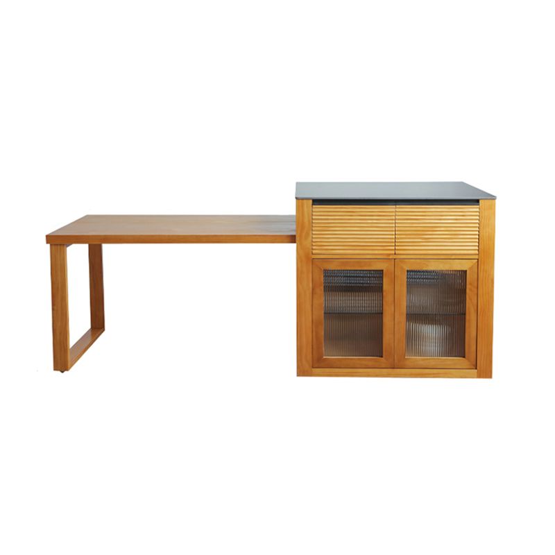 Modern Kitchen Island Table with Drawers and Glass Storage Cabinet Clearhalo 'furn' 'furn_kitchen_islands_carts' 'Furniture' 'Kitchen & Dining Furniture' 'Kitchen Islands & Carts' 'kitchen_islands_carts' 1200x1200_417ecc6e-946b-48bc-a894-28dab5b9683b