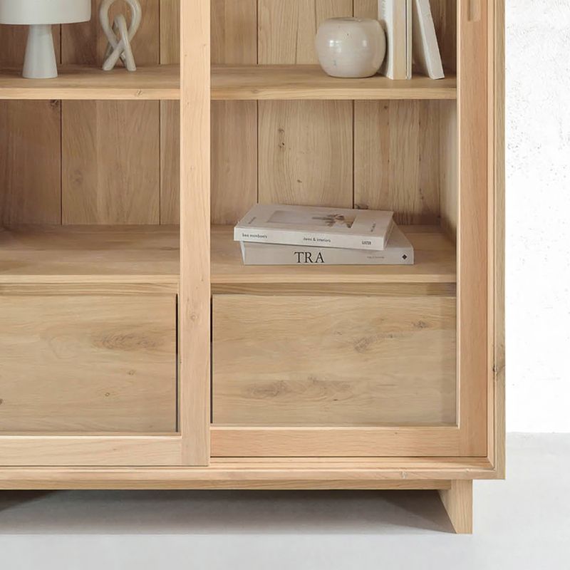 72" Tall Natural Glass Paned Accent Cabinet 2 Drawers Solid Wood Chest Clearhalo 'Cabinets & Chests' 'cabinets_chests' 'furn' 'furn_cabinets_chests' 'Furniture' 'Living Room Furniture' 1200x1200_434f75c2-351e-46de-bdaa-42b207a345de