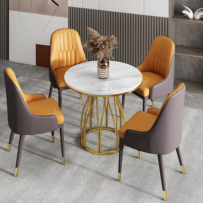 Luxury Style Sintered Stone Dining Table Metallic Single Pedestal Base Round Table for Home Clearhalo ' dining_table' 'Dining Tables & Seating' 'Dining Tables' 'furn' 'furn_dining_table' 'Furniture' 'furniture_dining_table' 'Kitchen & Dining Furniture' 'kitchen&dining_furn' 'kitchen' 'kitchen_dining_table' 1200x1200_44d6bc77-cc93-475c-a98d-fa61d48173ad