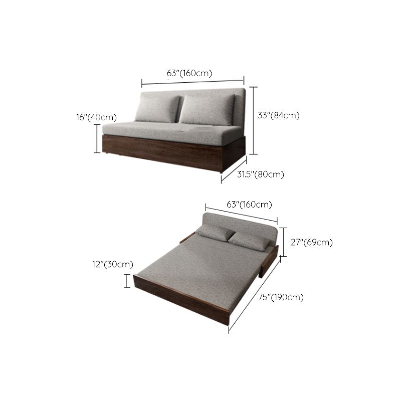 Modern Linen Seating Armless Convertible Sofa Bed with Storage