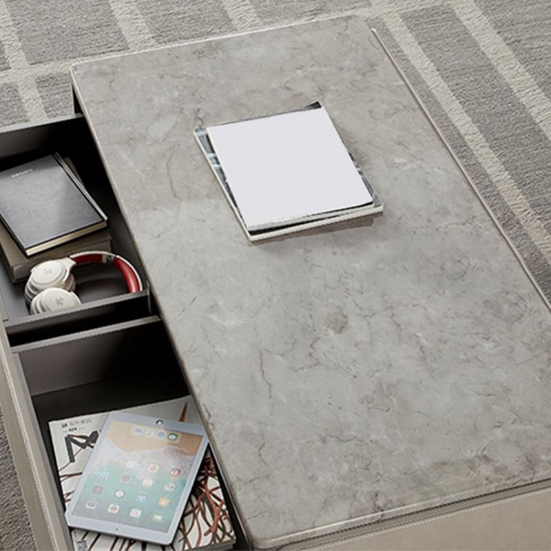 Contemporary Coffee Or End Table Marble with Storage Drawers Rectangle Clearhalo 'Coffee & Accent Tables' 'Coffee Tables' 'coffee_tables' 'furn' 'furn_coffee_tables' 'Furniture' 'Living Room Furniture' 1200x1200_531ccd21-28a6-448b-89b8-9313343abe3a
