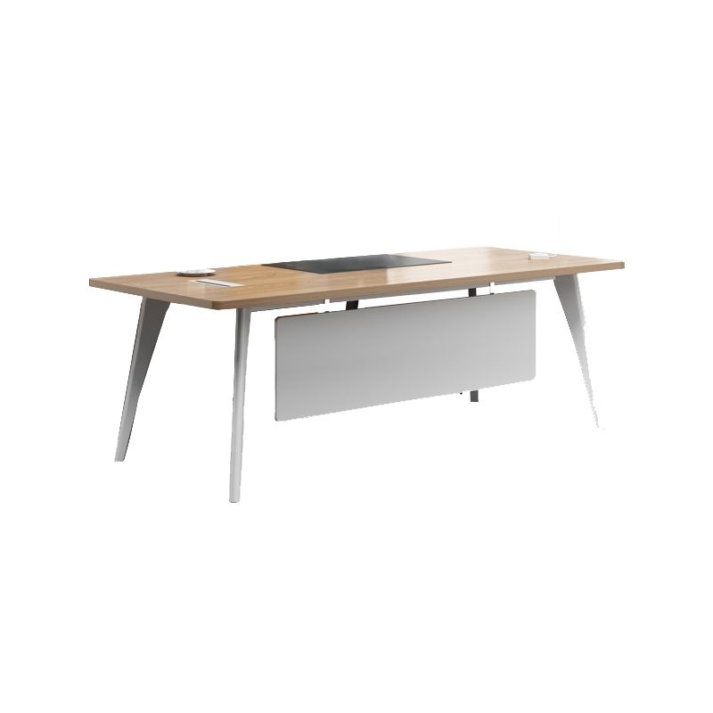 Destina di computer rettangolari di gestione dei cavi scrivania naturale con gambe metalliche