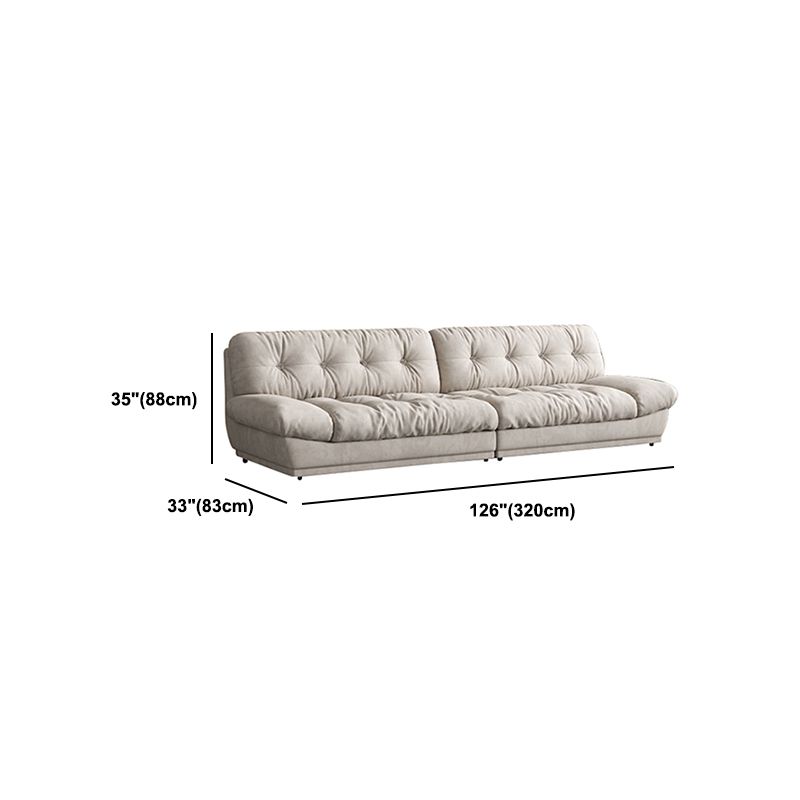 White Velvet Armless Sofa Contemporary Sofa with Tufted Back for Living Room