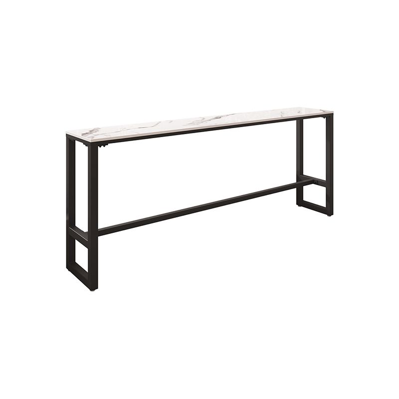 Moderne gesinterde stenen bistro staaf rechthoek metalen basisbalk tafel met voetsteun