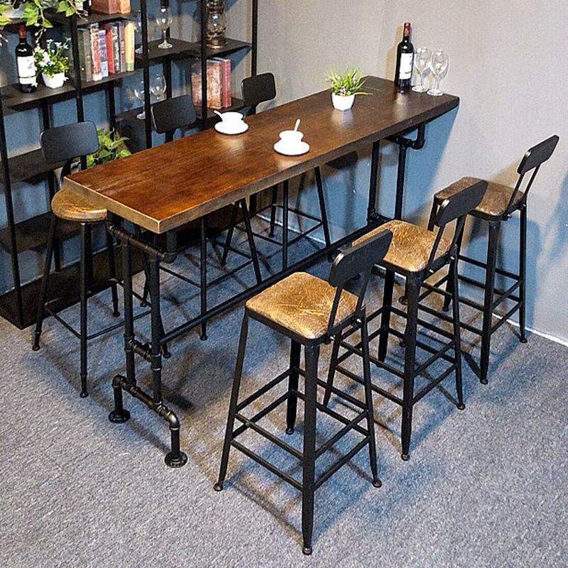 茶色のモダンバーダイニングテーブルソリッドウッド長方形のバーテーブル