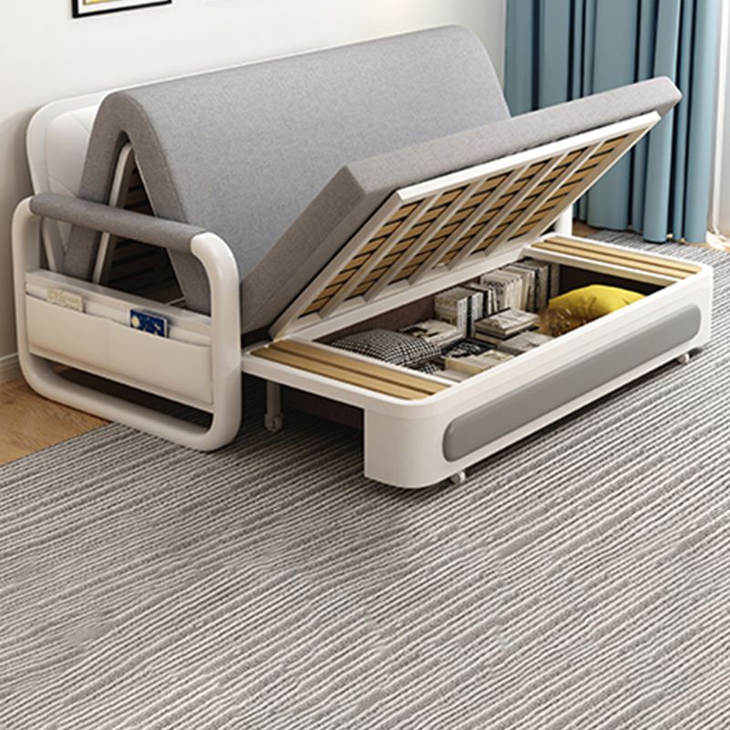 Light-grey Linen Armless Sofa 35.43" Wide Contemporary Convertible Sofa Bed