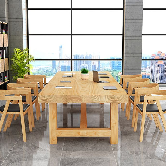 Modern Rectangle Office Table Solid Wood Trestle Base Meeting Desk Clearhalo 'furn' 'furn_office_desk' 'Furniture' 'Office Desks' 'Office Furniture' 'office_desk' 1200x1200_607512b1-7987-4a9e-b11e-83767c65003b