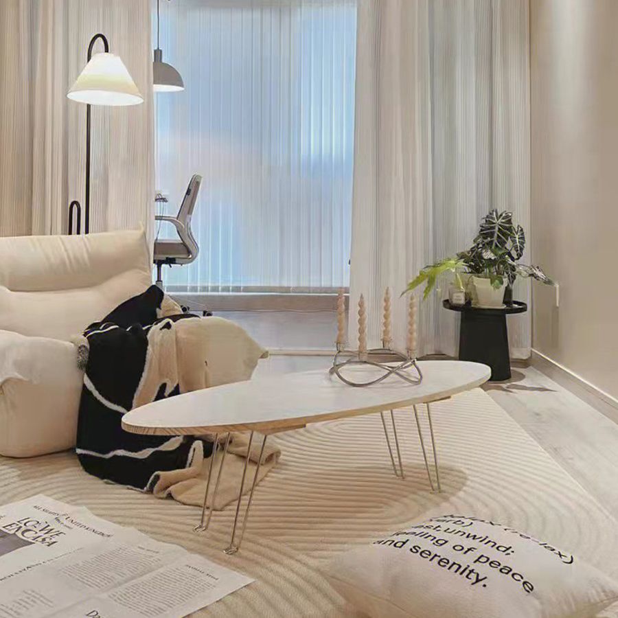 No Distressing Wood Coffee Table Modern Oval Single Coffee Table with 4 Legs