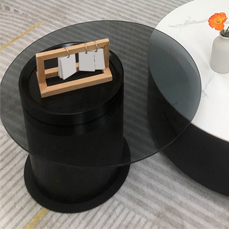 Round Stone Coffee Table Pedestal Nesting Coffee Table Set with Drawer Clearhalo 'Coffee & Accent Tables' 'Coffee Tables' 'coffee_tables' 'furn' 'furn_coffee_tables' 'Furniture' 'Living Room Furniture' 1200x1200_70584426-445d-404e-bb02-d04de047ea46