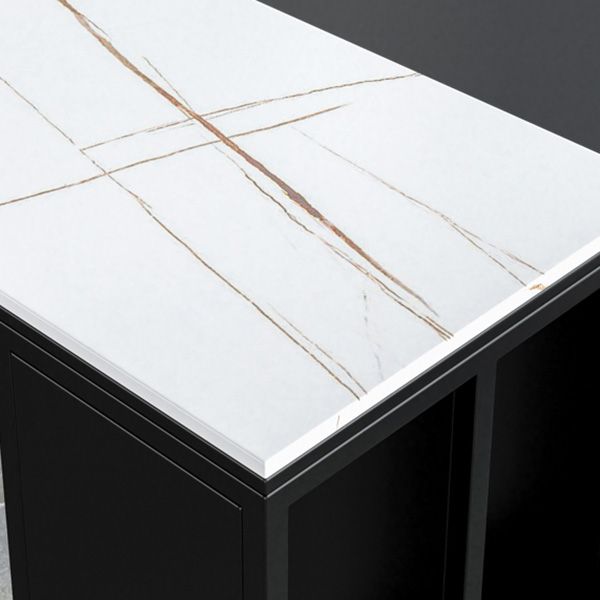 Rectangle Stone Black Metal Bar Height Table Industrial Double Pedestal Bar Table Clearhalo 'Bar Furniture' 'Bar Tables' 'bar_tables' 'furn' 'furn_bar_tables' 'Furniture' 'Kitchen & Dining Furniture' 1200x1200_7408dfbe-938d-4606-a74d-804f094474eb