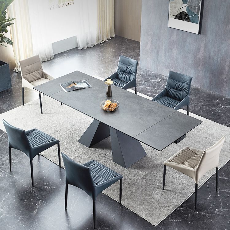 Modern Gray Dining Table Rectangle Sintered Stone Dining Table with Black Frame Clearhalo ' dining_table' 'Dining Tables & Seating' 'Dining Tables' 'furn' 'furn_dining_table' 'Furniture' 'furniture_dining_table' 'Kitchen & Dining Furniture' 'kitchen&dining_furn' 'kitchen' 'kitchen_dining_table' 1200x1200_76a1da09-8137-4e12-b320-984ee233af07