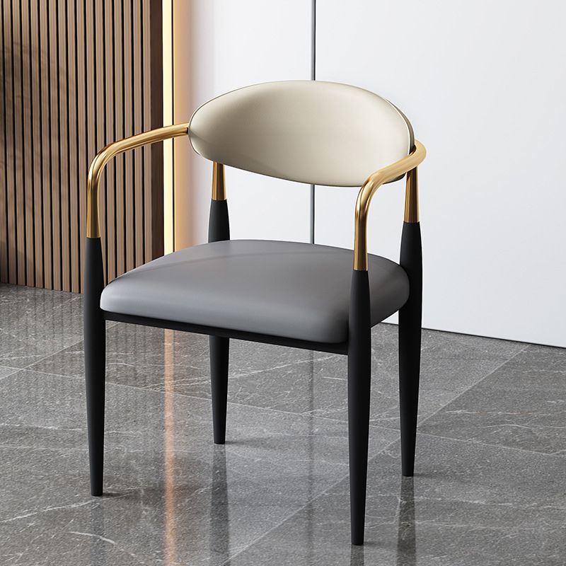 Home Scandinavian Arm Chair Open Back Metal Upholstered Single Dining ...