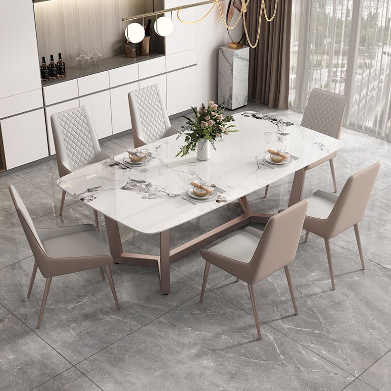 Traditional Luxury Dining Table Rectangle Sintered Stone Trestle Base Table Clearhalo ' dining_table' 'Dining Tables & Seating' 'Dining Tables' 'furn' 'furn_dining_table' 'Furniture' 'furniture_dining_table' 'Kitchen & Dining Furniture' 'kitchen&dining_furn' 'kitchen' 'kitchen_dining_table' 1200x1200_7fed665f-1393-4b29-8bbe-8c9e0aa48489