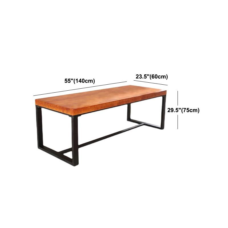 Industrielle Kiefer Holz Top -Büro -Schreibtisch Brauner rechteckiger Schreibtisch mit schwarzem Trestle