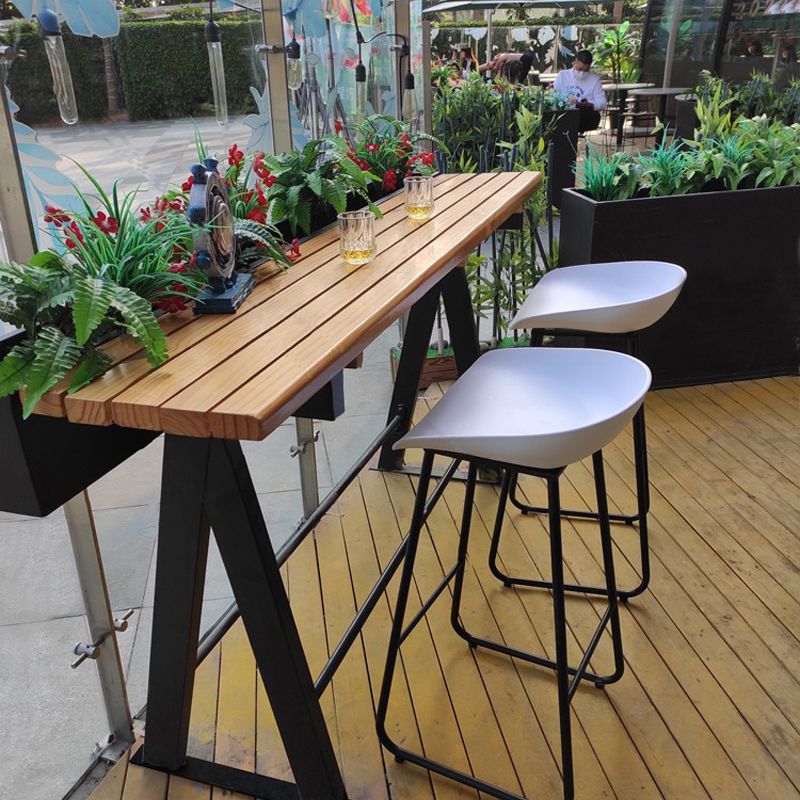 Modern Wood Bar Table with Rectangle Table Top Trestle Table with 42-inch Height Clearhalo 'Bar Furniture' 'Bar Tables' 'bar_tables' 'furn' 'furn_bar_tables' 'Furniture' 'furniture_bar_tables' 'Kitchen & Dining Furniture' 1200x1200_87527c19-d03f-4880-8ee1-ce2ea436e393