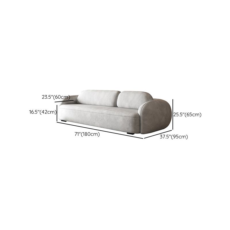 Zeitgenössisches 2/3-Sitzer-Sofa in grauem Kunstleder-Rundarmofa